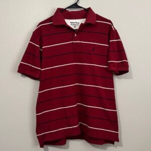 USED Men's Nautica Short Sleeve Polo Shirt Color Burgundy Size Medium